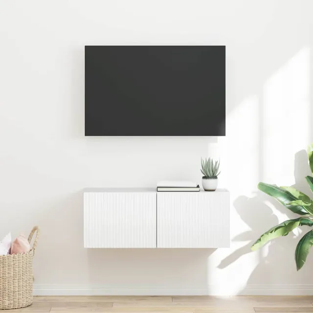 vidaXL TV Wandkast 78,5 x 30 x 29,5 cm Glanzend Wit Bewerkt hout, foto 2