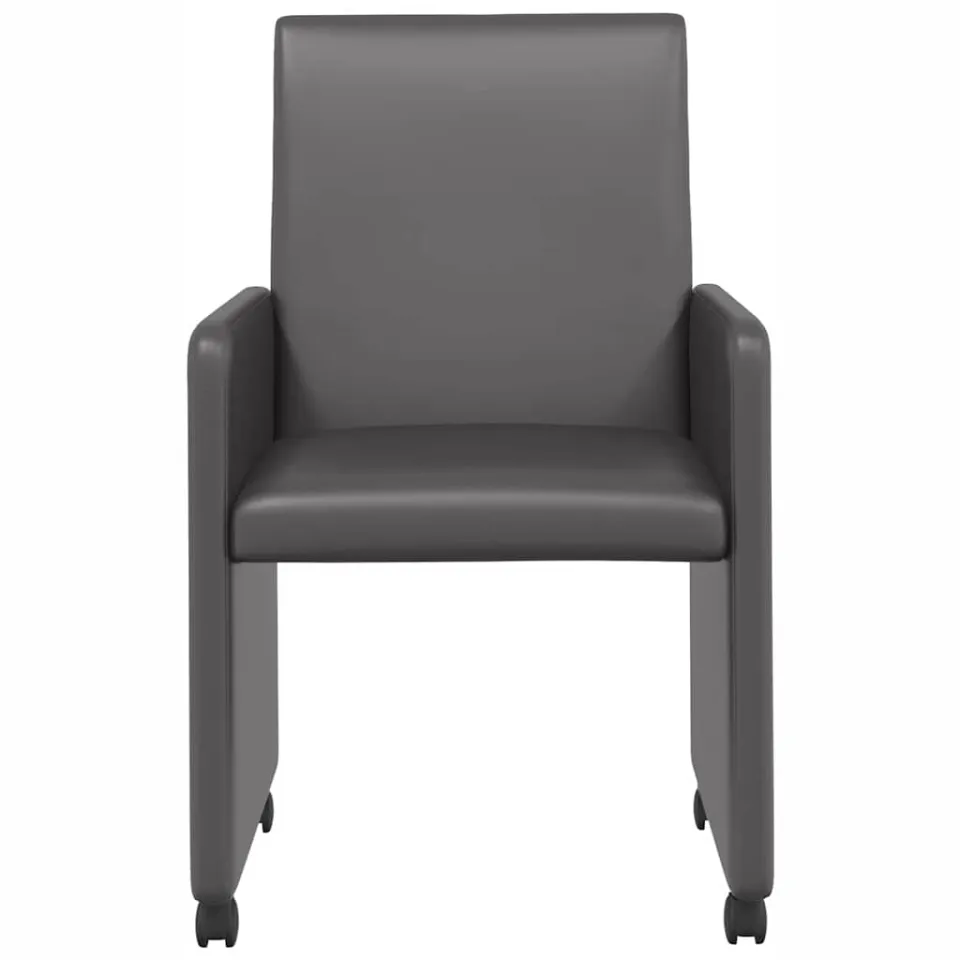 vidaXL Eetkamerstoelen met Wieltjes 2 st Kunstleer Grijs, foto 4