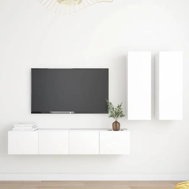 vidaXL 4-delige Tv-meubelset bewerkt hout wit