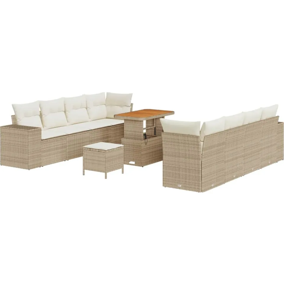 vidaXL Tuin Sofa Set 11 st Beige poly rattan