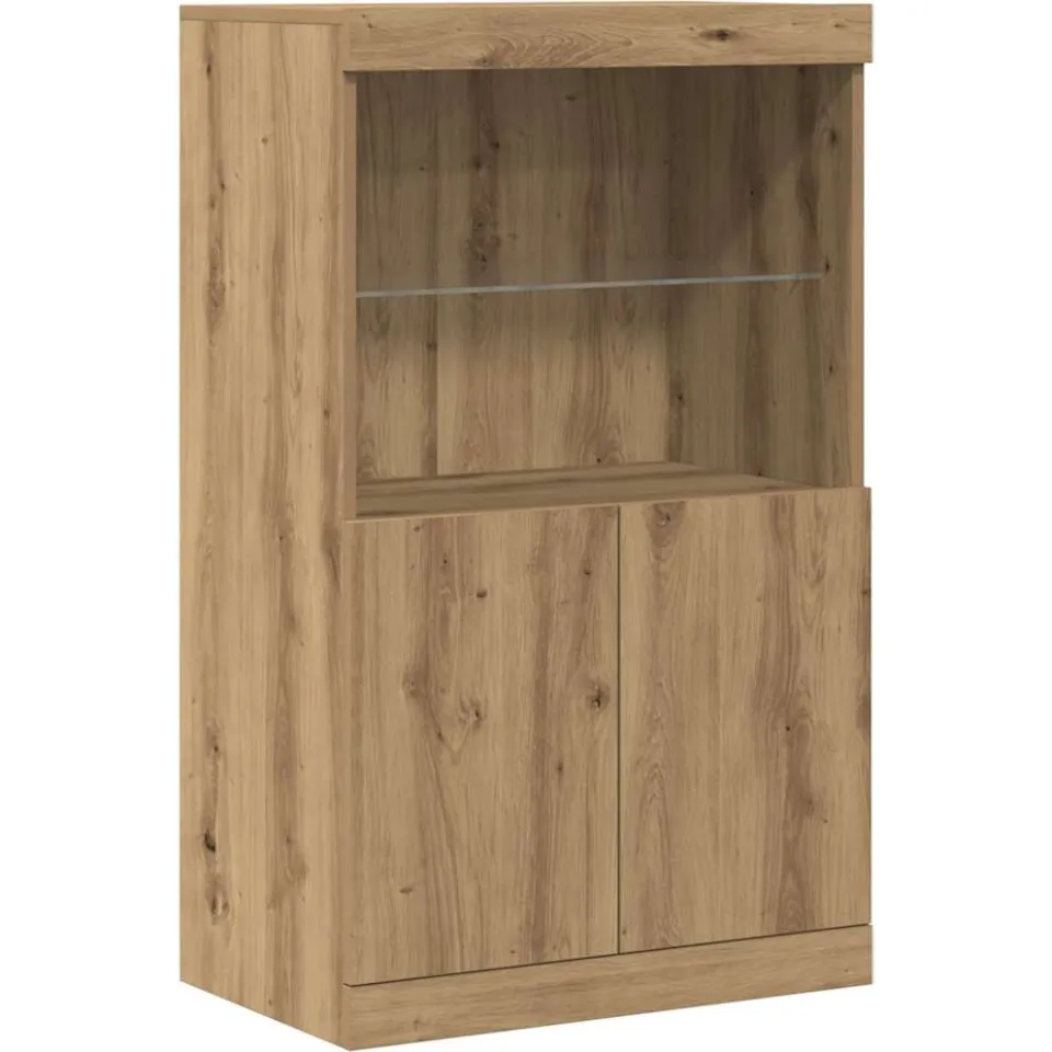 vidaXL LED Sideboard Bruin 60 x 37 x 100 cm Bewerkt hout