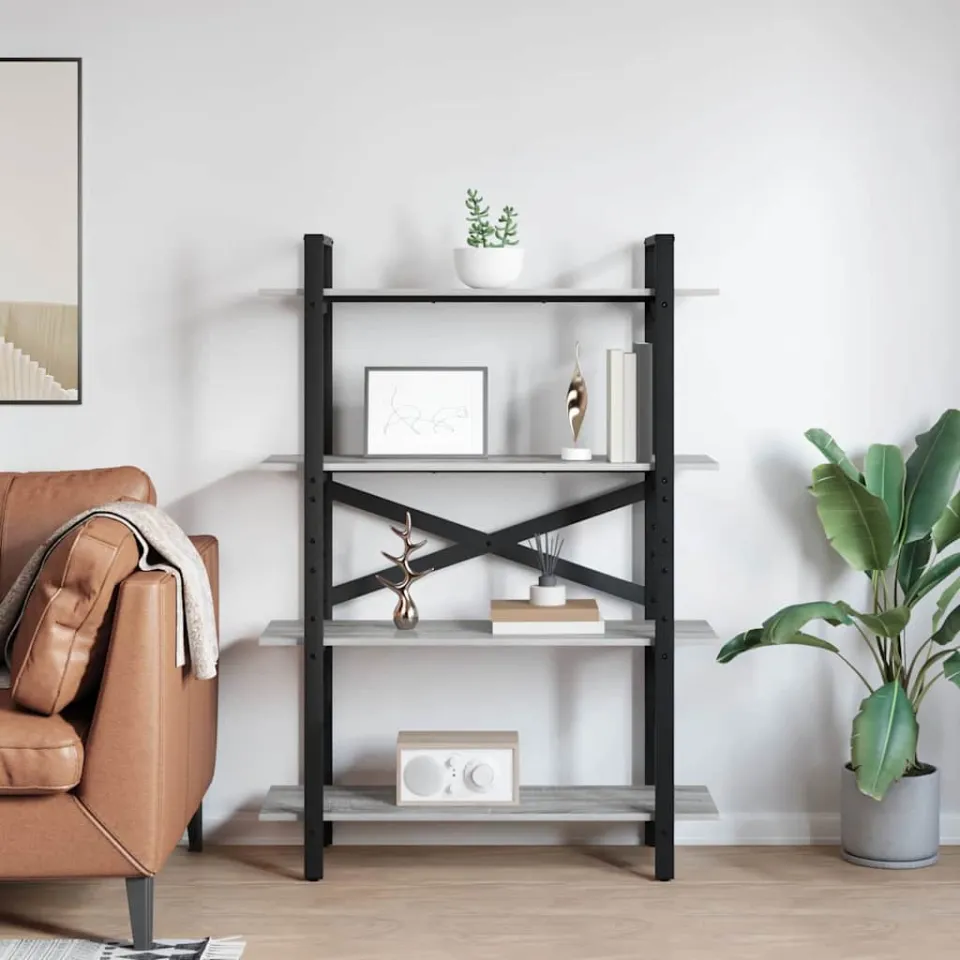 vidaXL Boekenkast Grijs Sonoma 100 x 33,5 x 140 cm Bewerkt hout, foto 3