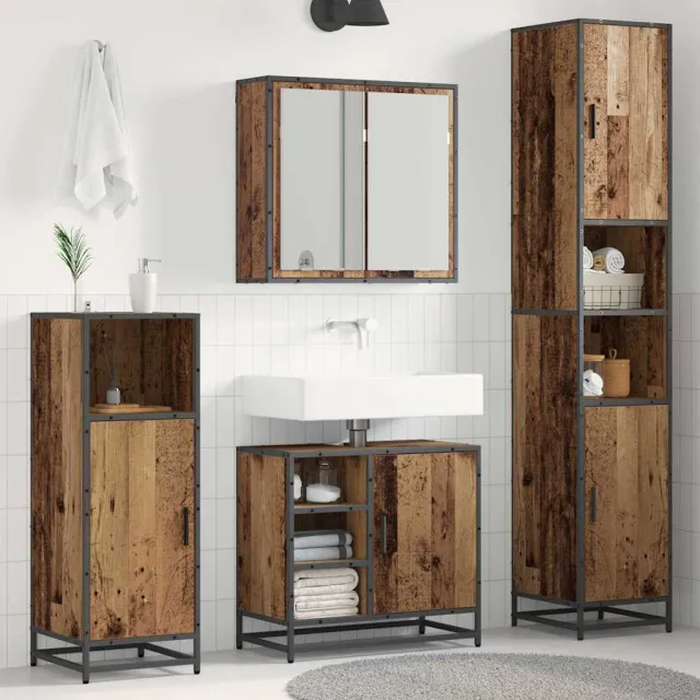 vidaXL Badkamermeubelset 3 st Oud Hout 65 x 33 x 60 cm Bewerkt hout Bruin