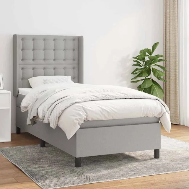 vidaXL Boxspring met matras stof lichtgrijs 90x190 cm grijs