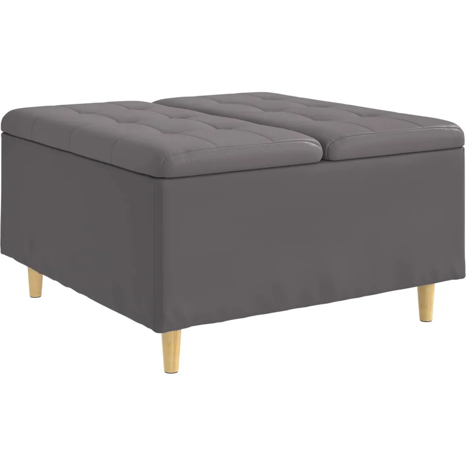 vidaXL Ottoman met Opbergruimte Grijs 80 x 80 x 45 cm Kunstleer, foto 3