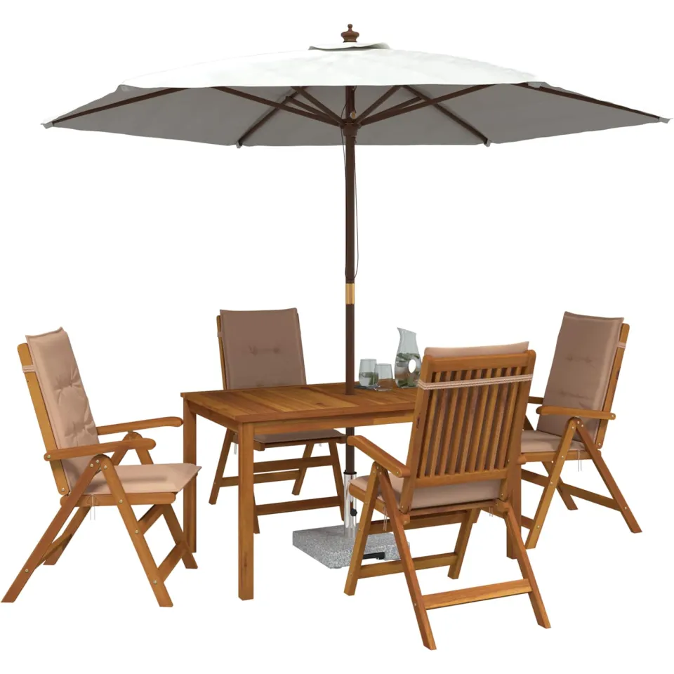 vidaXL 5-Piece Garden Dining Set 4-zits Beige Massief Acaciahout, foto 3