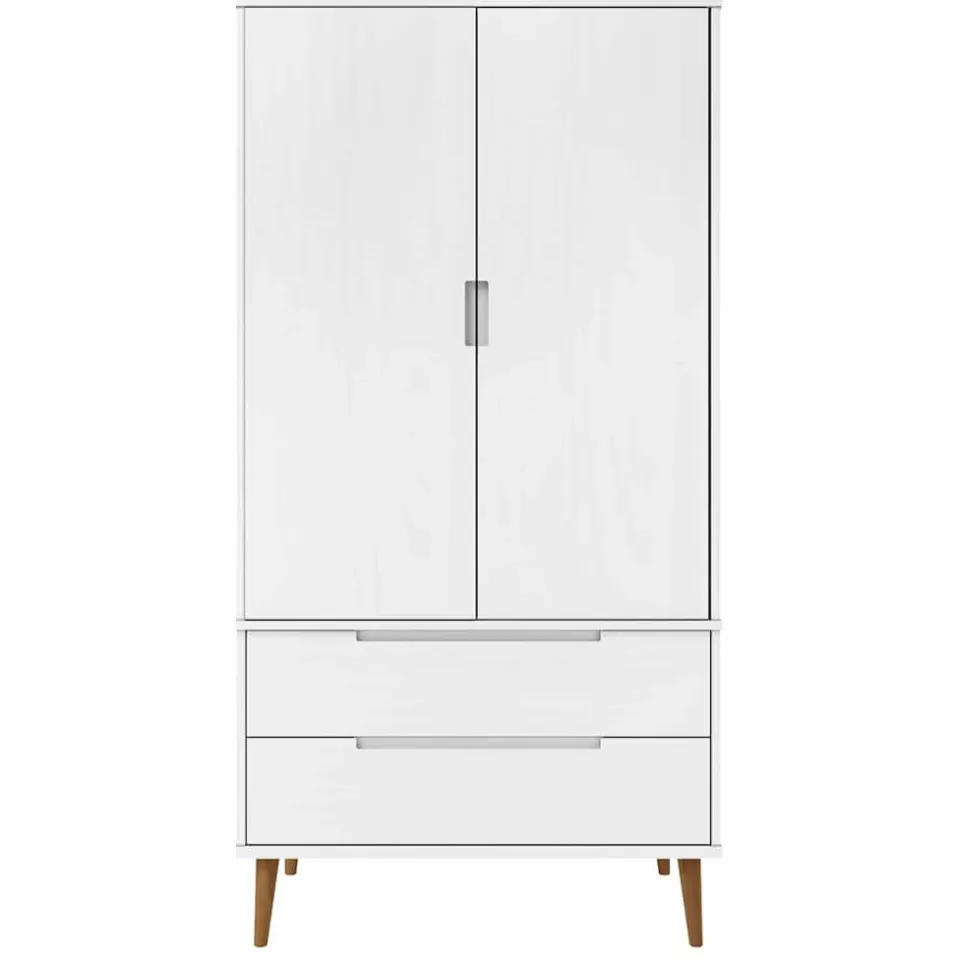vidaXL Kledingkast MOLDE 90x55x175 cm massief grenenhout wit