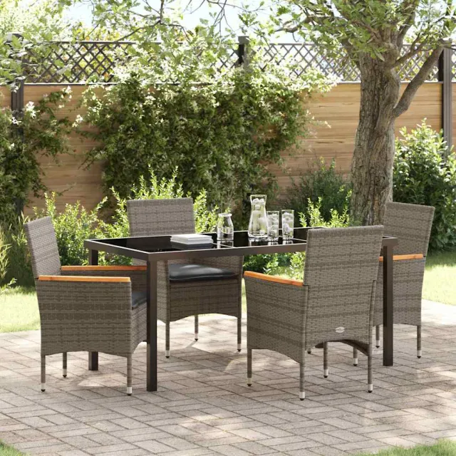 vidaXL Tuin eettafelset 5 st Grijs poly rattan, foto 2