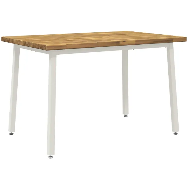 vidaXL Vierkante - Eettafel - 120 - x - 80 - x - 75 - cm - Massief - Acacia - Hout Whitewash en wit