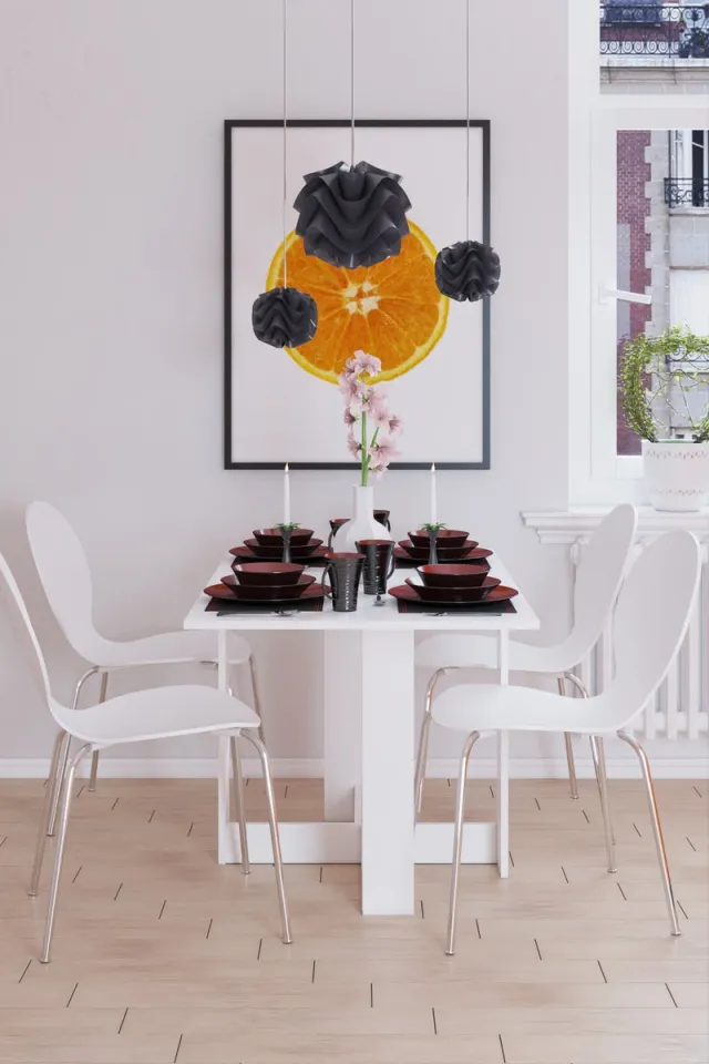 Dekorfim Inklapbare Tafel| Eettafel Uitschuifbaar| Opvouwbare L-poot Tafel| Ruimtebesparend Klaptafel| Modern en Stijlvol| Wit| Vrijstand| 124x76x72 cm