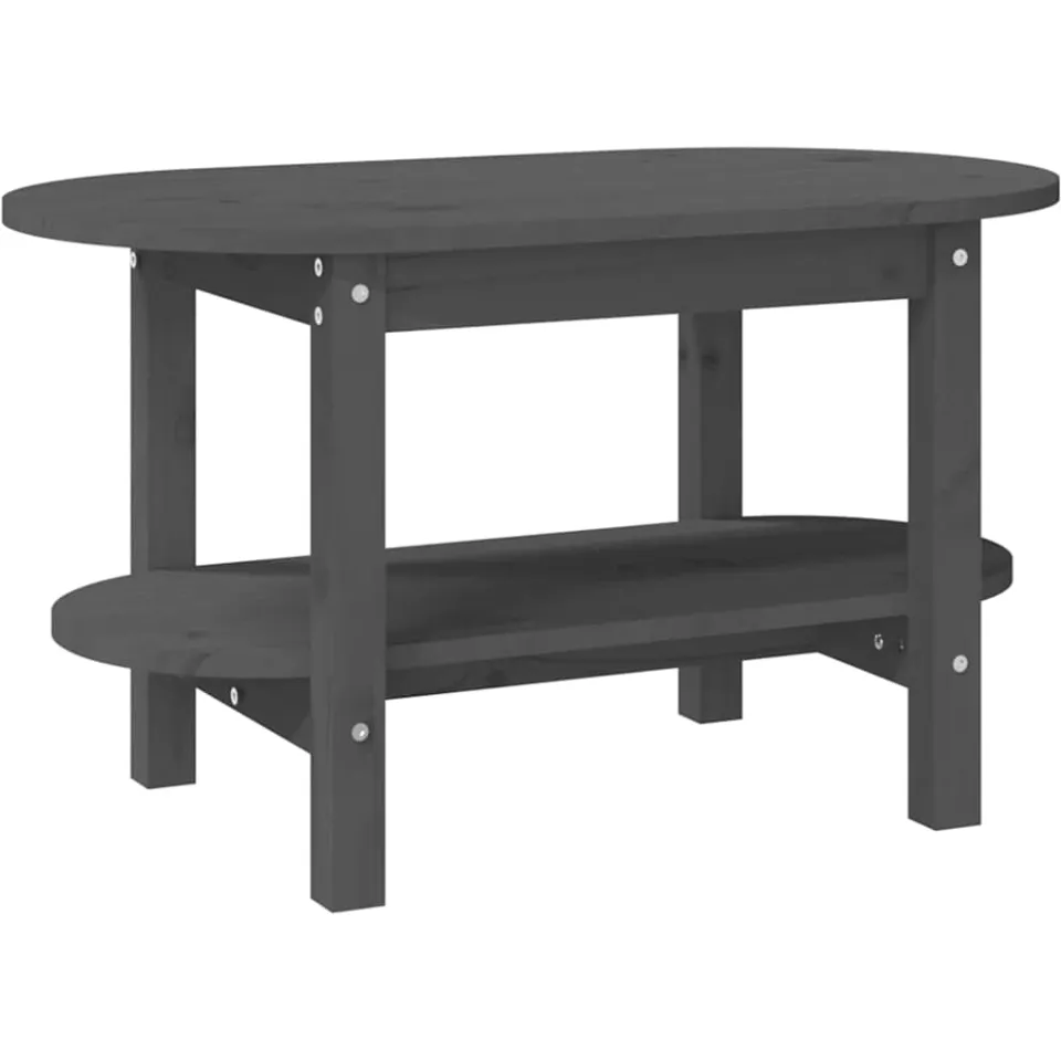 vidaXL Salontafel 80x45x45 cm massief grenenhout grijs