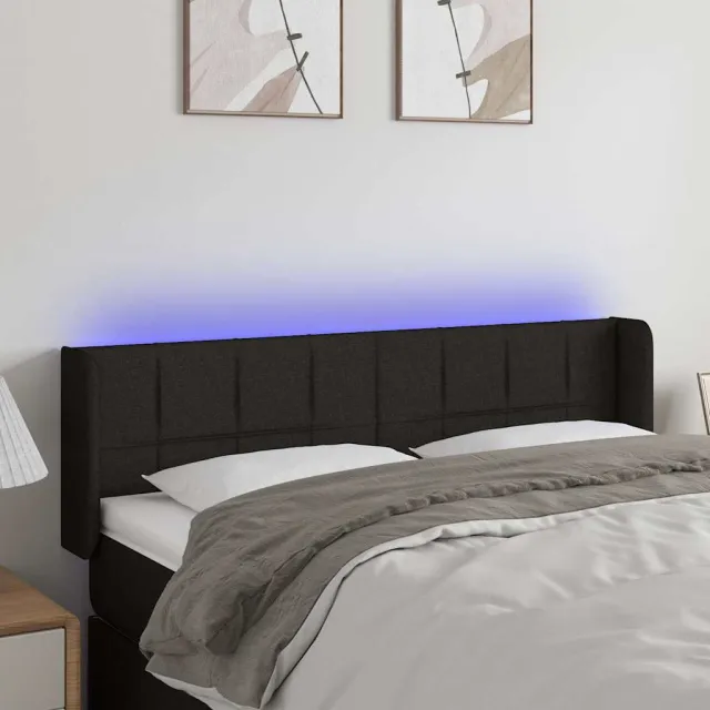 vidaXL Hoofdbord LED 147x16x78/88 cm stof zwart