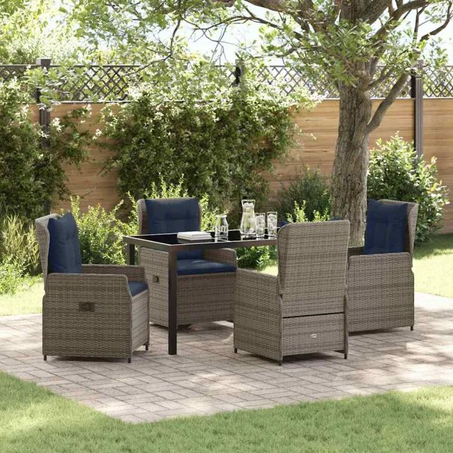 vidaXL Tuin Eetset 5 st Grijs Poly riet