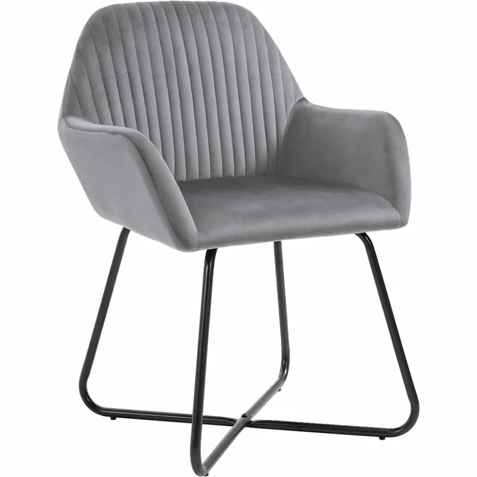 vidaXL Eetkamerstoelen 6 st fluweel grijs, foto 2