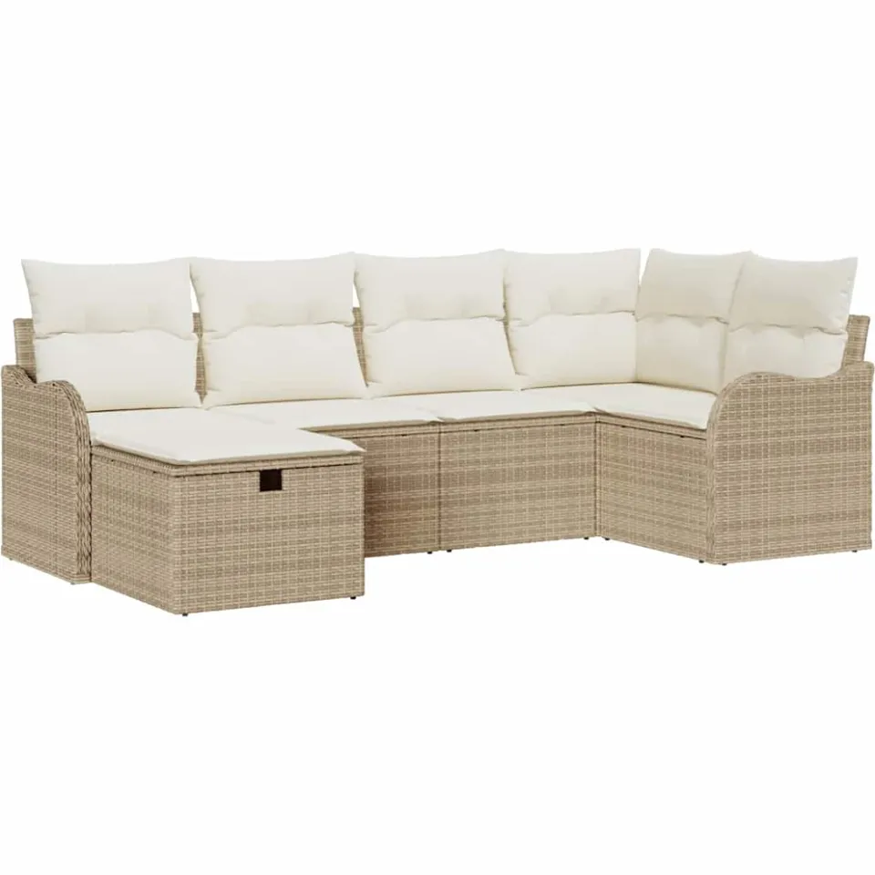 vidaXL Tuin Sofa Set 6 st Poly riet Lichtgrijs