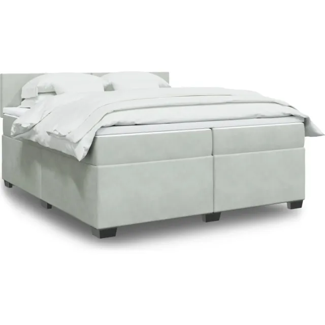 vidaXL Boxspring met matras fluweel lichtgrijs 200x200 cm grijs