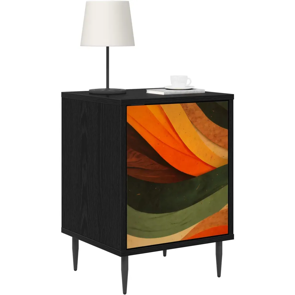 vidaXL Nachtkastje BONN Zwart eiken 36 x 33 x 51 cm Bewerkt hout