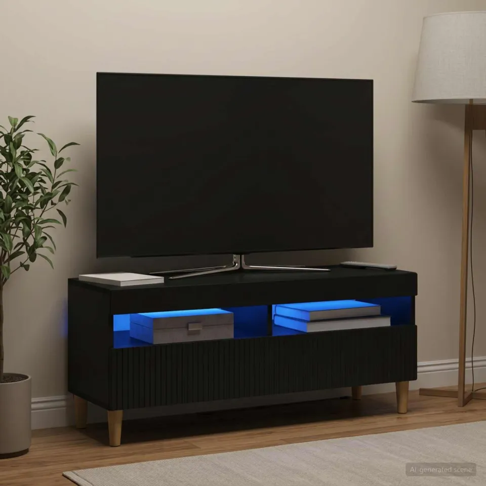 vidaXL LED tv-meubel ARNHEM 100 x 35 x 43 cm Zwart Bewerkt hout, foto 4