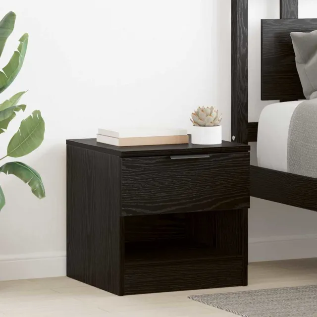 vidaXL Bed kast 2 st Zwart Eiken 40 x 39 x 40cm Bewerkt hout, foto 2