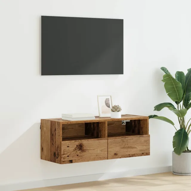 vidaXL TV Wandkast 80 x 30 x 30 cm Oud Hout Bewerkt hout bruin, foto 2