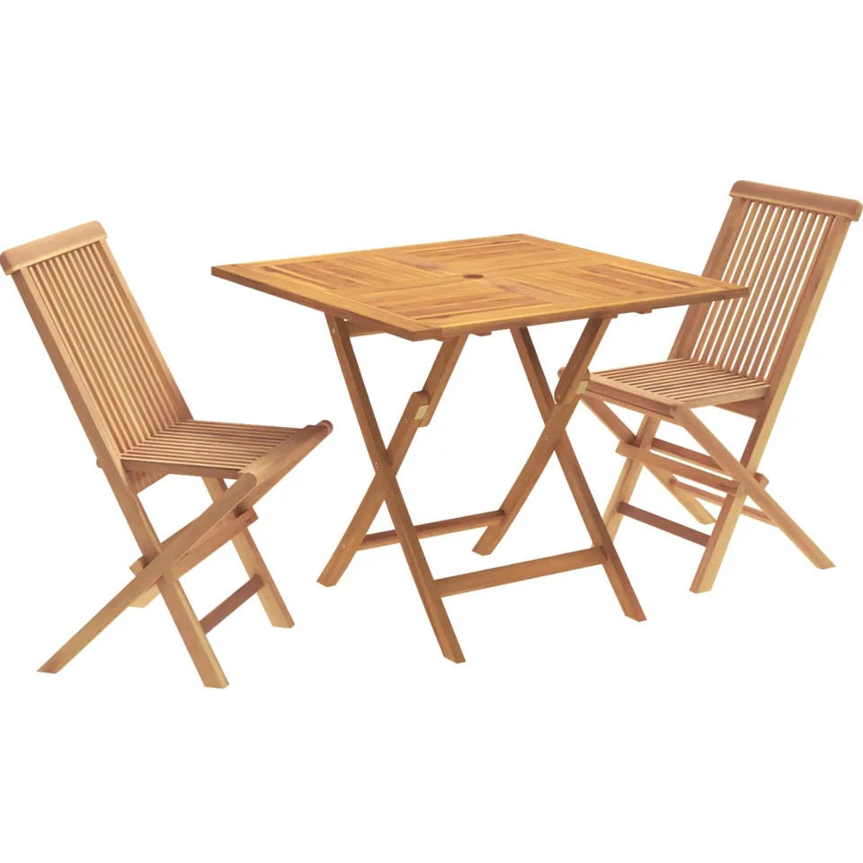 vidaXL 3-delige opvouwbare bistroset voor in de tuin Naturel Bruin