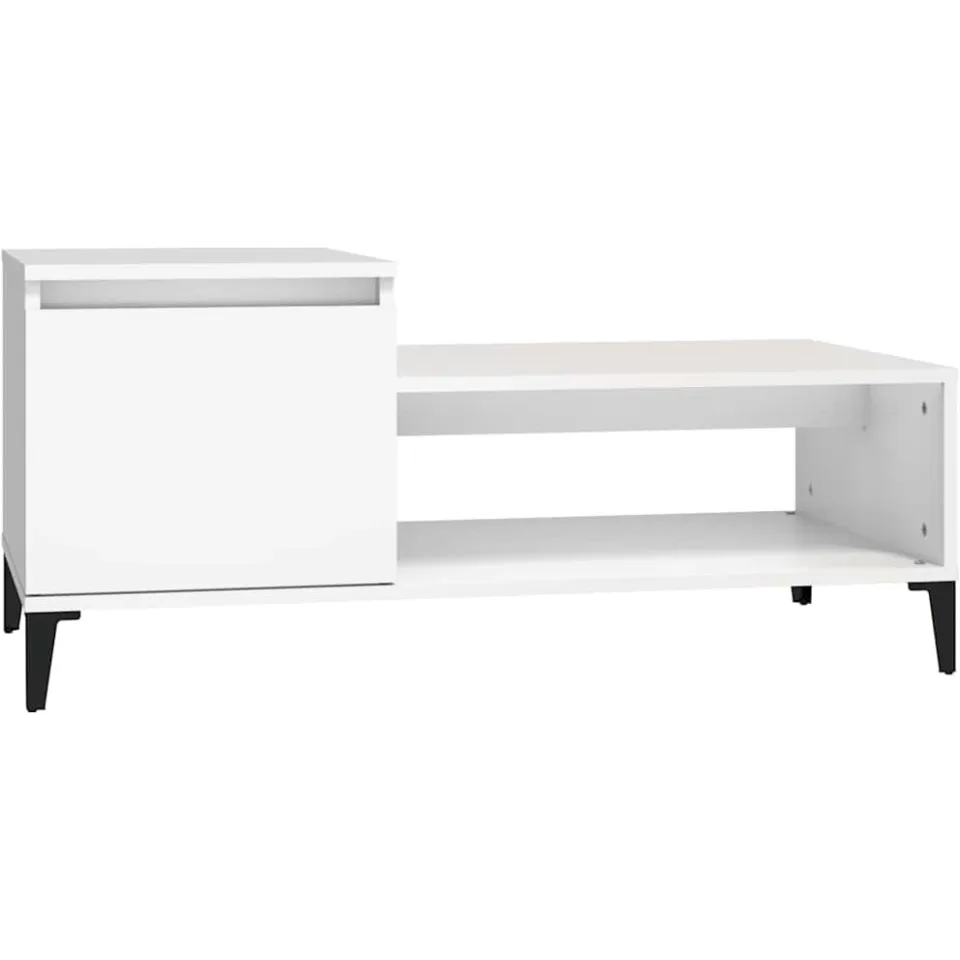 vidaXL Salontafel 100x50x45 cm bewerkt hout wit, foto 3