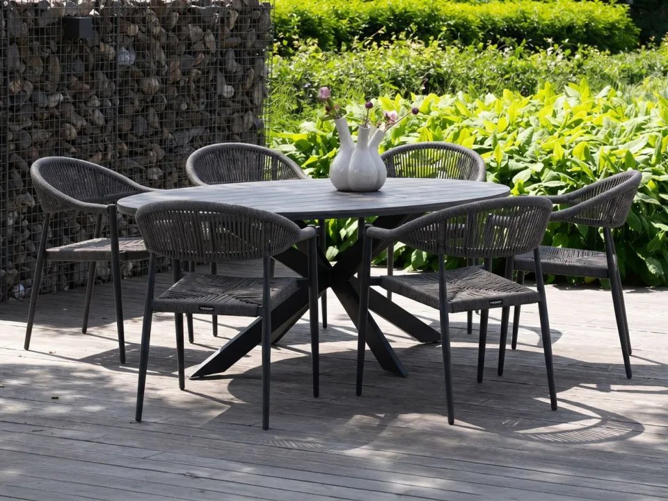 Manifesto Furniture Manifesto Belpasso/Fidenza ovaal 180cm dining tuinset 7-delig stapelbaar, foto 4