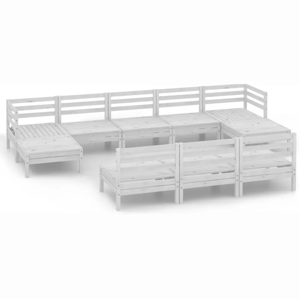 vidaXL 10-delige Loungeset massief grenenhout wit, foto 3