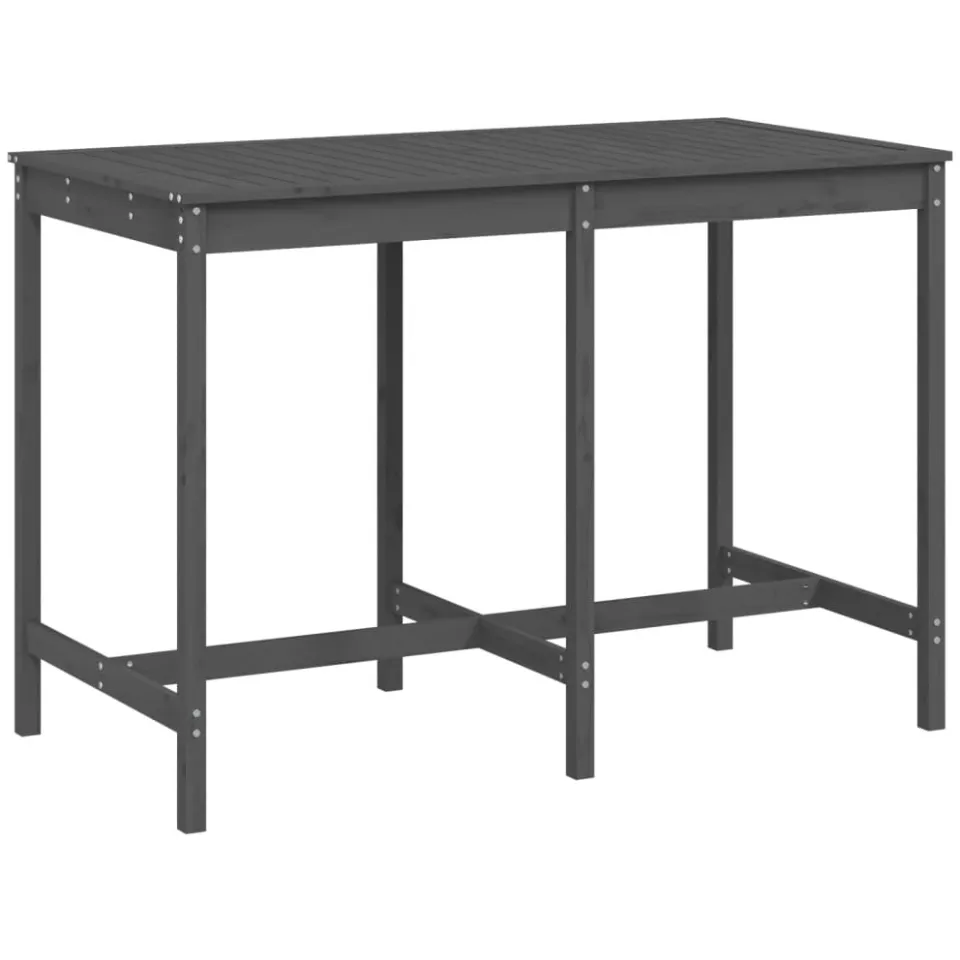 vidaXL Tuintafel 159,5x82,5x110 cm massief grenenhout grijs