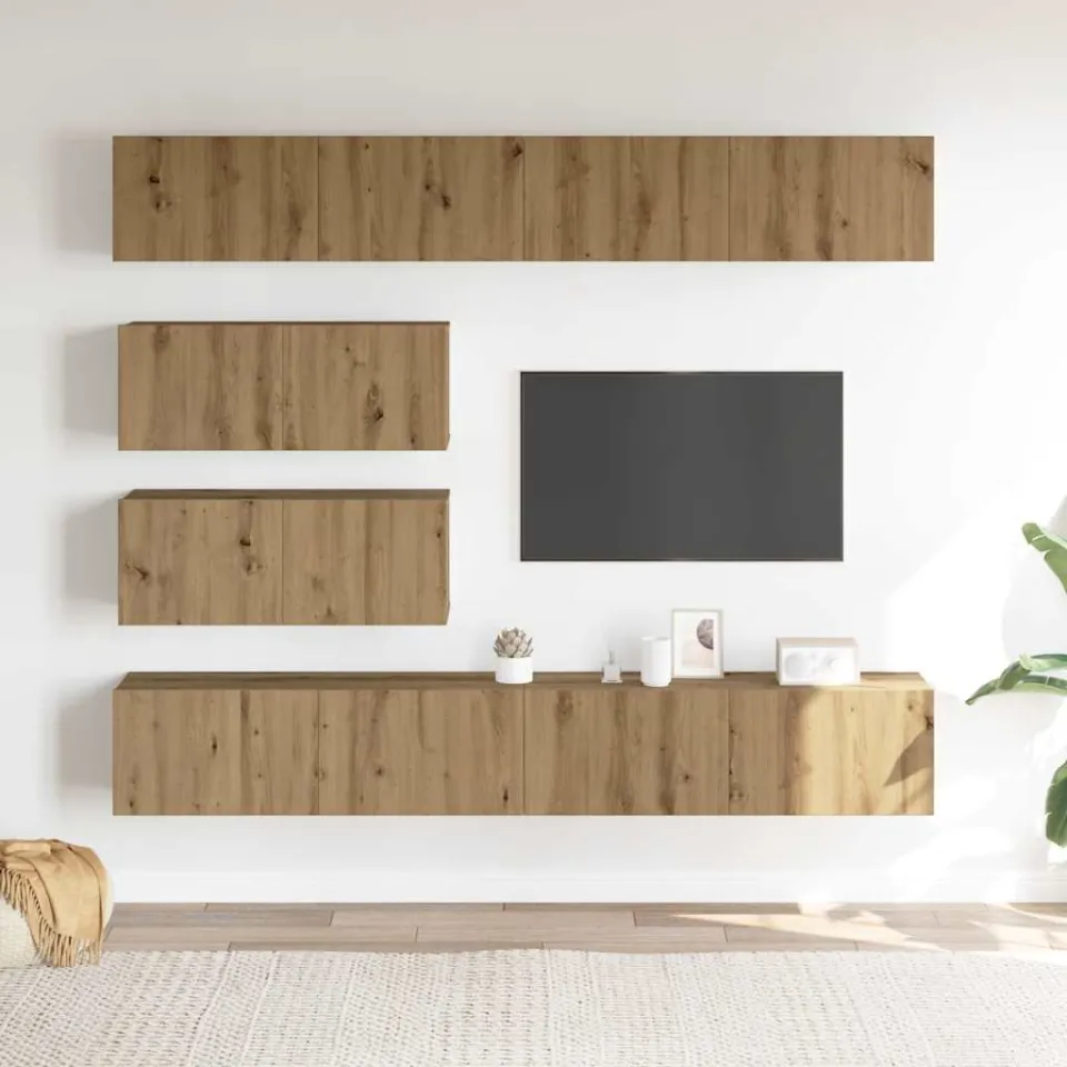 vidaXL 6-delig Tv-meubelset wandmontage bewerkt hout artisanaal eiken, foto 2
