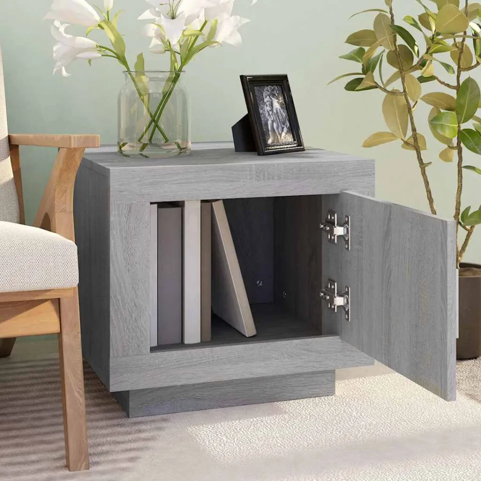vidaXL Salontafel 51x50x45 cm bewerkt hout grijs sonoma eikenkleurig, foto 2