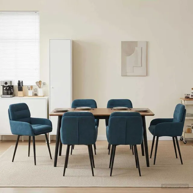 vidaXL Eettafelstoelen 6 st fluweel Blauw 59 x 59,5 x 90 cm, foto 2