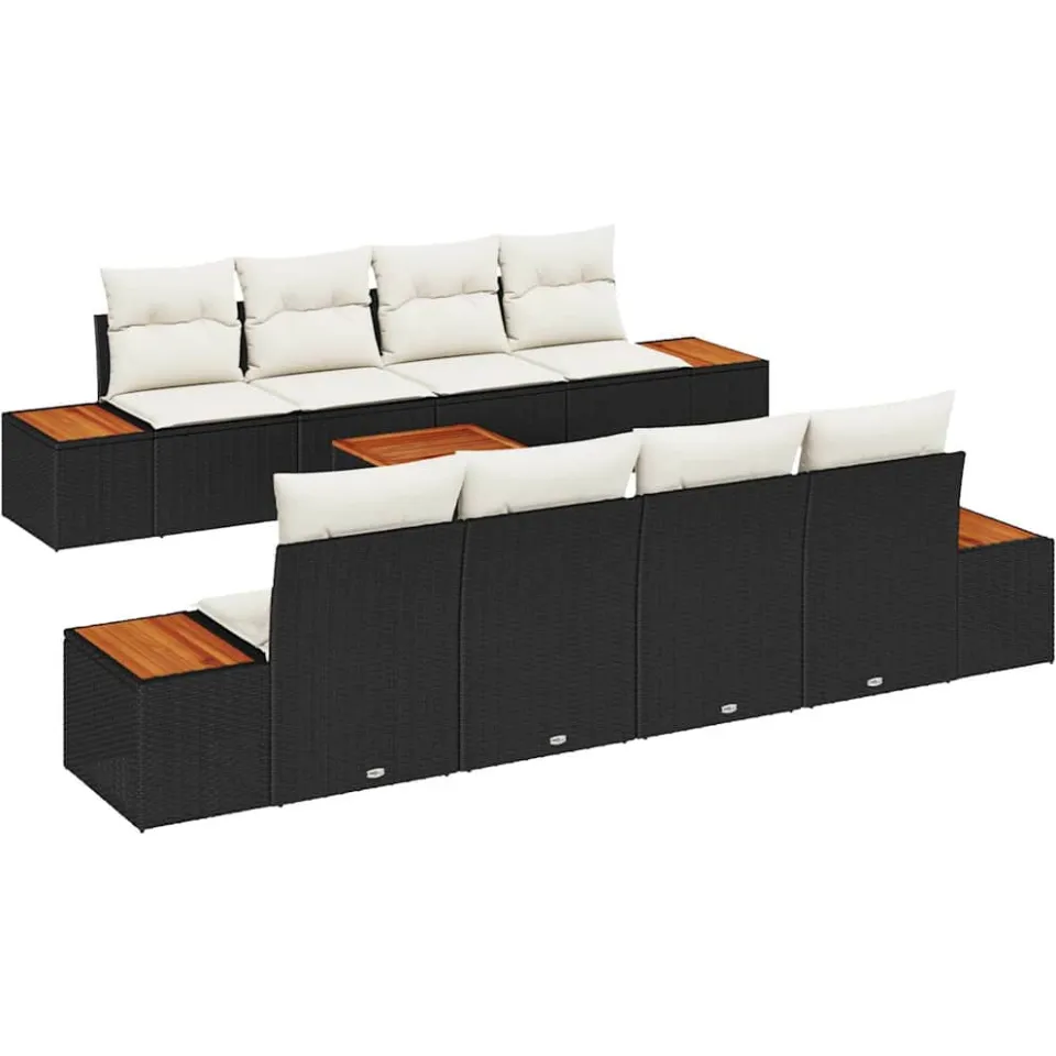 vidaXL Tuin Sofa Set 9 st Zwart Poly riet