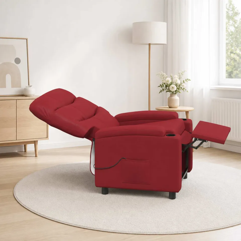vidaXL Massage-relaxstoel Wijnrood 75 x 93 x 102 cm Stof, foto 4