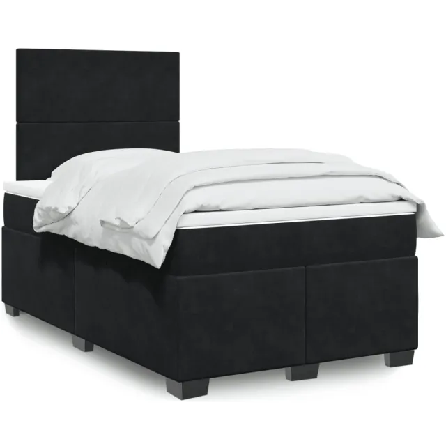 vidaXL Boxspring met matras fluweel zwart 120x200 cm