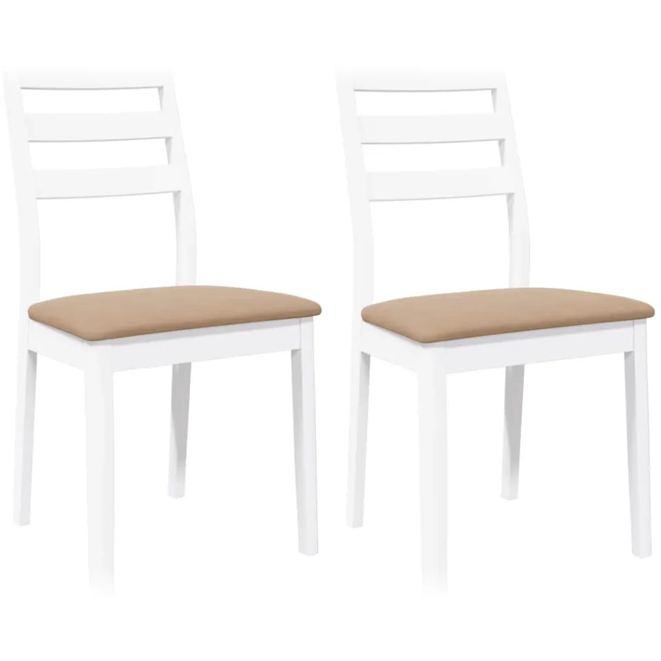 vidaXL Eetkamerstoelen met kussens 2 st massief hout rubber wit