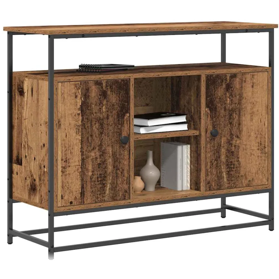 vidaXL Dressoir Oudhout 100 x 35 x 80 cm Bewerkt hout bruin, foto 2