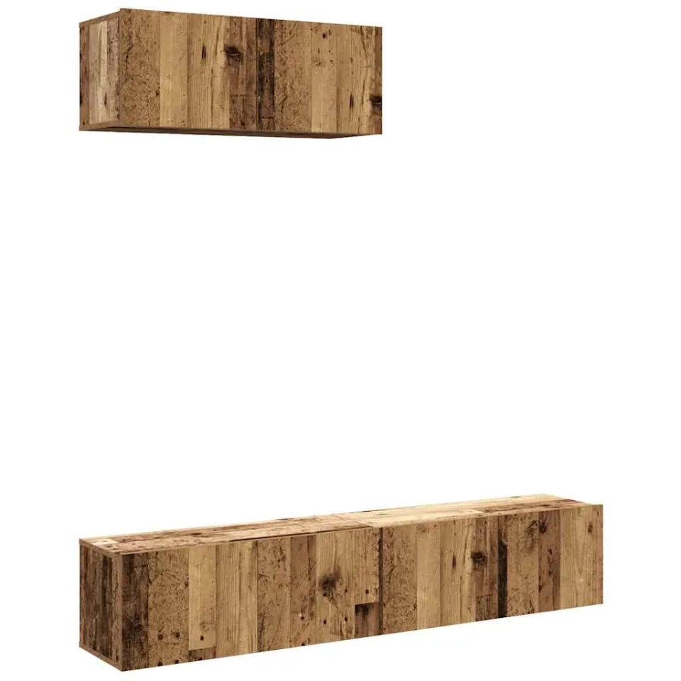 vidaXL 3-delig Tv-meubelset wandmontage bewerkt hout oud houtkleurig Bruin