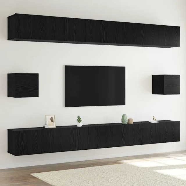 vidaXL Tv-meubelset 8 st 100 x 30 x 30 cm Zwart Eiken
