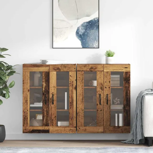vidaXL Wandkasten 2 st Oud Hout 69,5 x 34 x 90 cm Bewerkt hout Bruin