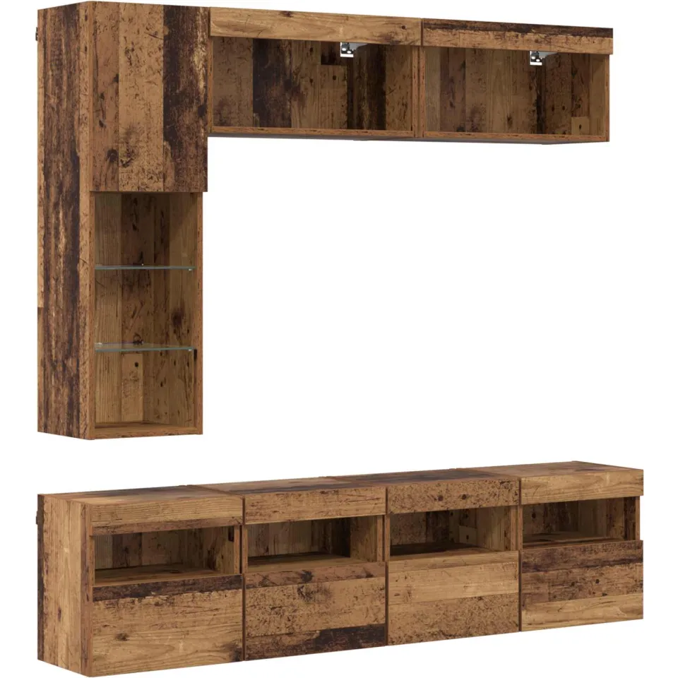 vidaXL TV-kast 7 st 30,5 x 30 x 102 cm Oudhout bruin, foto 3
