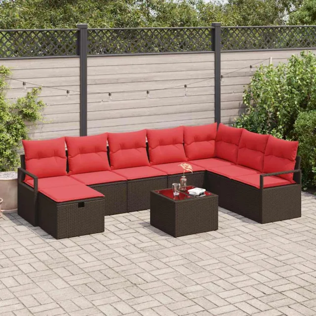 vidaXL Bankstel 9 st Bruin poly rattan