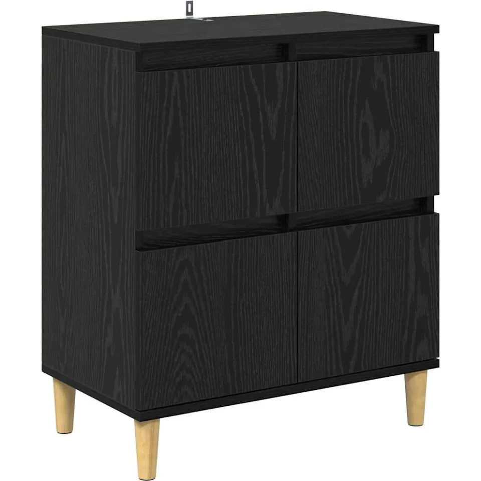 vidaXL Dressoirs 3 st Zwart Eiken 60 x 35 x 70 cm Bewerkt hout, foto 4
