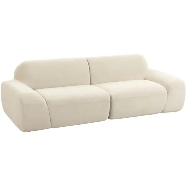 Homcom 3-zitsbank-Chenille (100% polyester), schuim-244 x 95 x 70 cm-Crèmewit