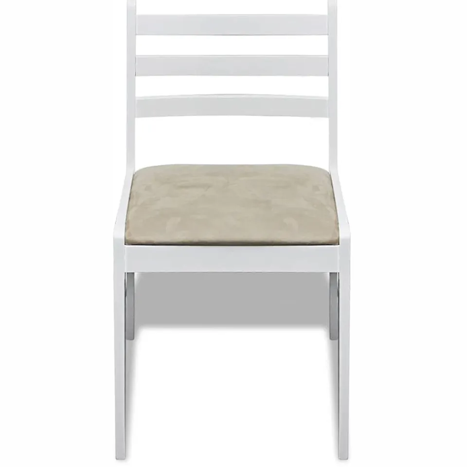 vidaXL Eetkamerstoelen 6 st massief hout en fluweel wit