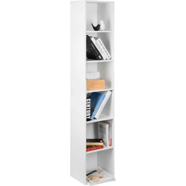 Bolt Edge Boekenkast - Wit - 6 vakken - Voor woonkamer of slaapkamer - 30x23.5x158.4cm