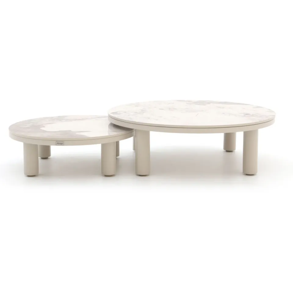 Bellagio tuinmeubelen Bellagio Sarsina lounge tuintafelset ø85cm(h:27cm)/ø65cm (h:21cm) taupe, foto 3