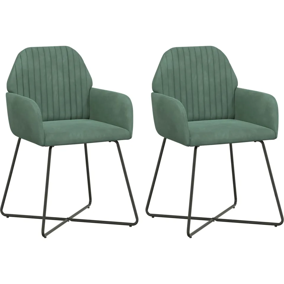 vidaXL Eettafelstoelen 2 st fluweel Zeegroen 55 x 50 x 84 cm groen, foto 3