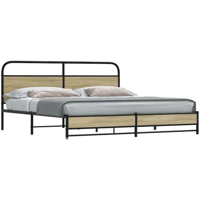 vidaXL Bedframe zonder matras metaal sonoma eikenkleur 200x200 cm