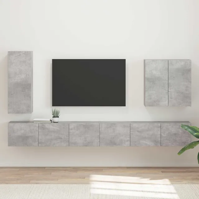 vidaXL TV Wandkast Set 6 st Beton Grijs